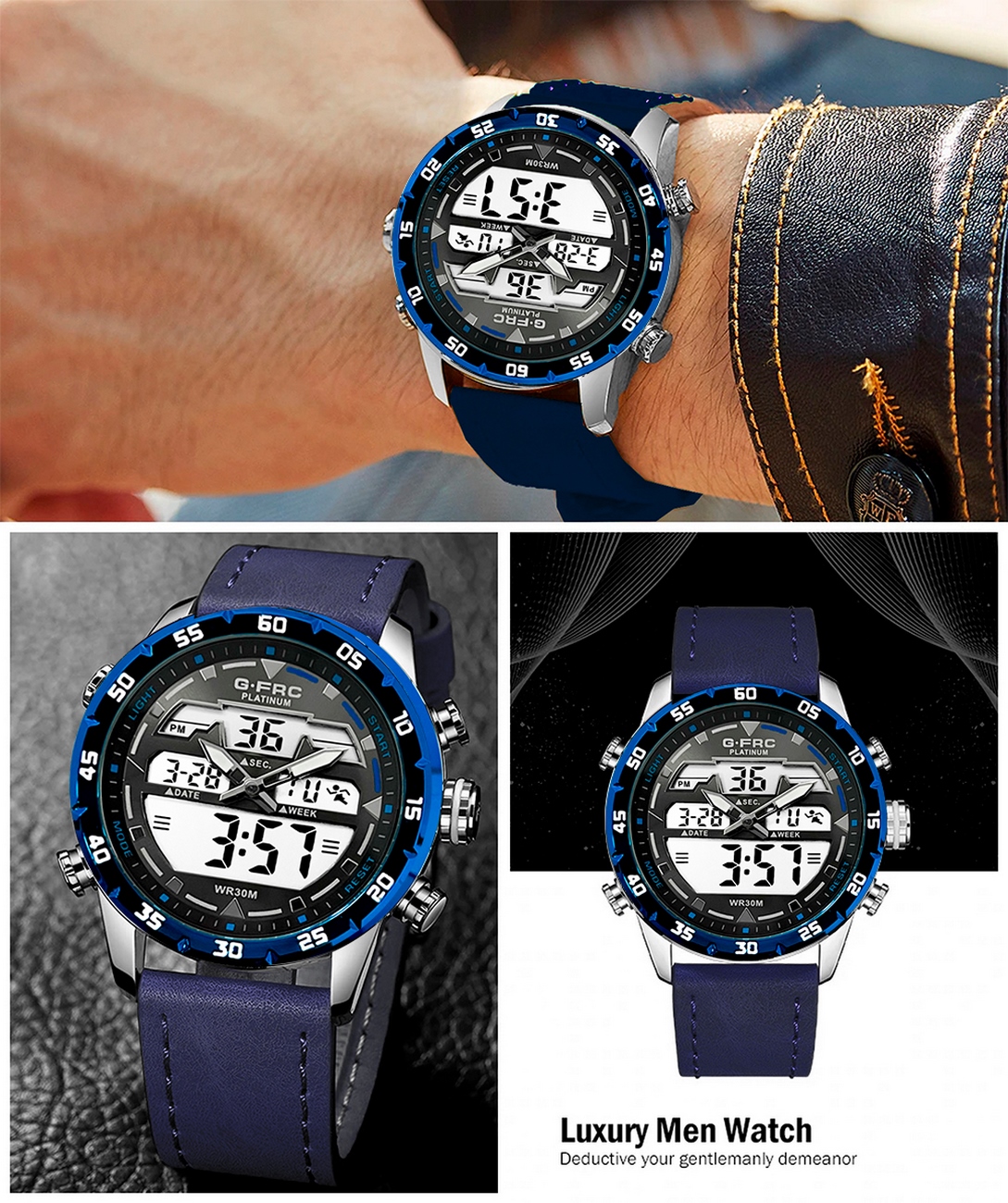 Reloj G-force Original Al161c Digital Cuero Hombre + Estuche